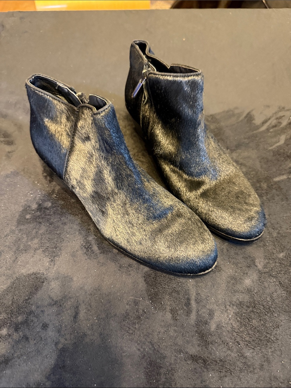 Sam Edelman Black Ankle Booties with Real Haircalf NWOT WORN ONCE